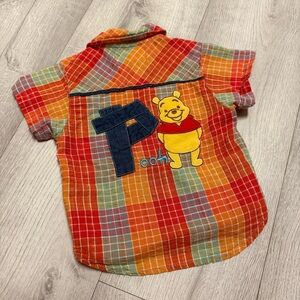 Disney Plaid Kids Shirt with Pooh - Red, Orange, Green